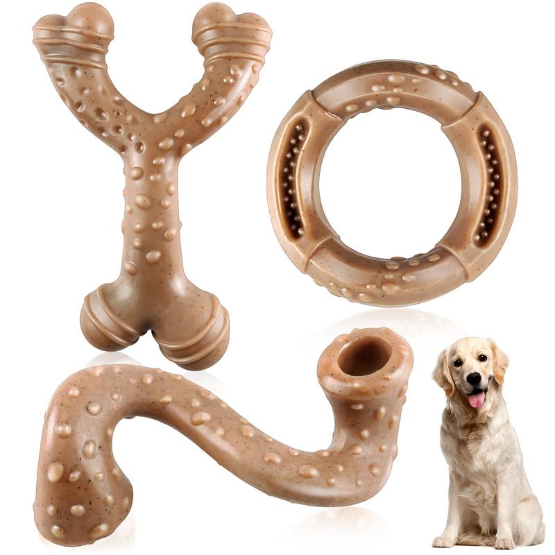 3 Pack Sturdy Nylon Large Dog Chew Toys - Durable Dog Toy Set, Dog Toys for Aggressive Chewers
