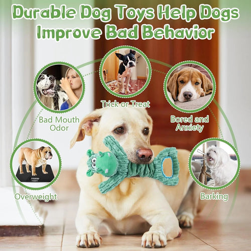 Dog Toy for Aggressive Chewers：Large Plush Dog Toys with Squeaker to Keep Them Busy
