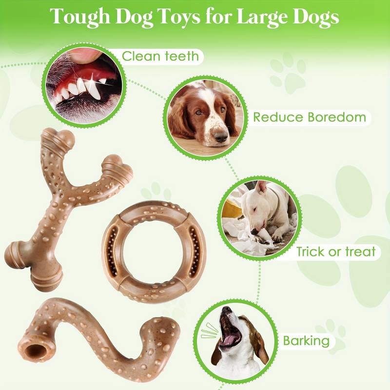 3 Pack Sturdy Nylon Large Dog Chew Toys - Durable Dog Toy Set, Dog Toys for Aggressive Chewers