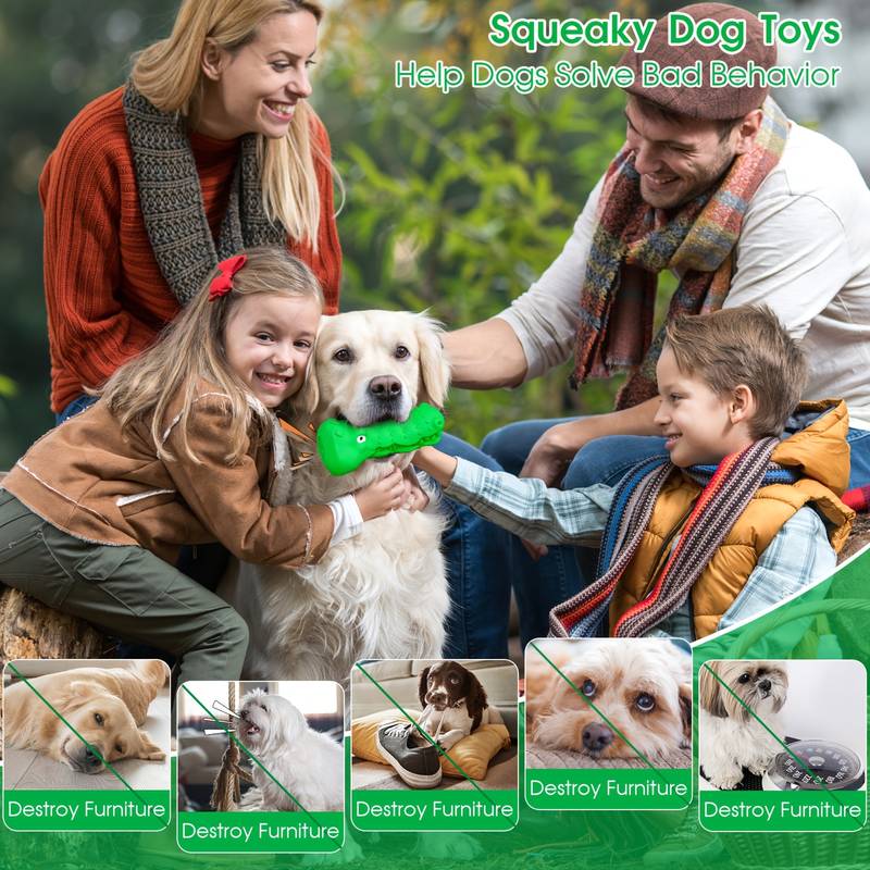 Indestructible Alligator Shaped Dog Chew Toy - Durable rubber for all breeds, aggressive play fun for small to large dogs, no harm to teeth cleaning design, dog toys for aggressive chewers