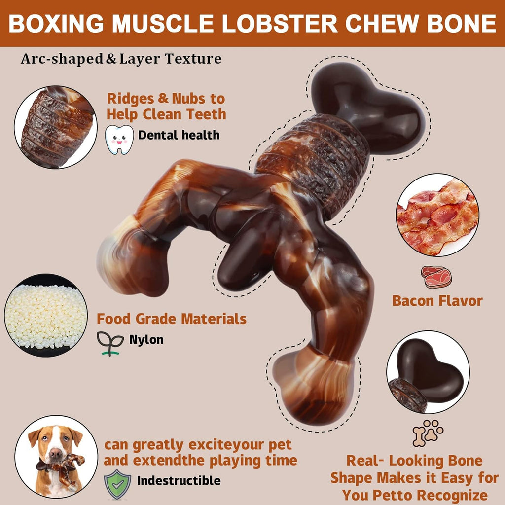Indestructible Dog Toys for Aggressive Chewers, Extreme Tough Toys for Large Dogs, Real Beef Flavored, Dog Bone for Medium/Large Dogs Breed, Gifts for Dogs