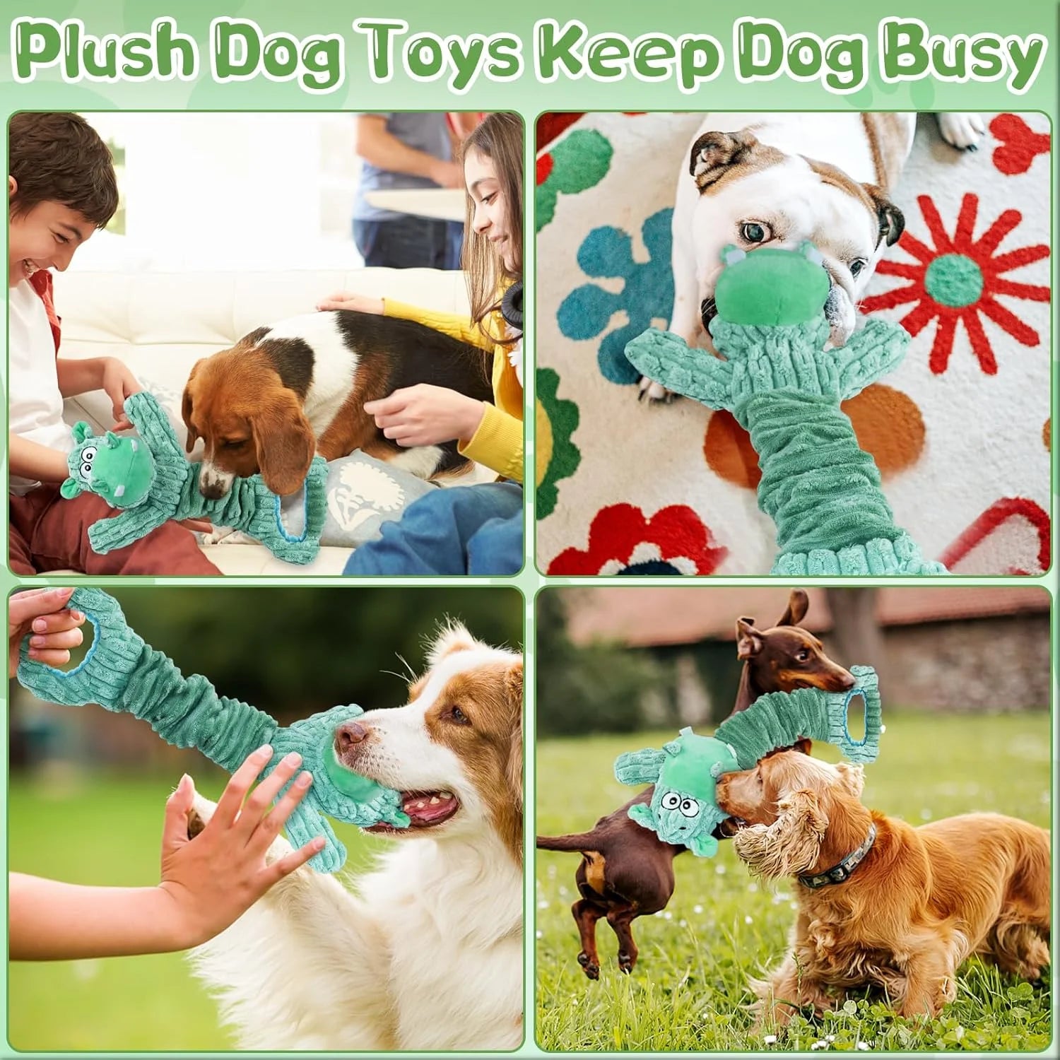 Dog Toy for Aggressive Chewers：Large Plush Dog Toys with Squeaker to Keep Them Busy