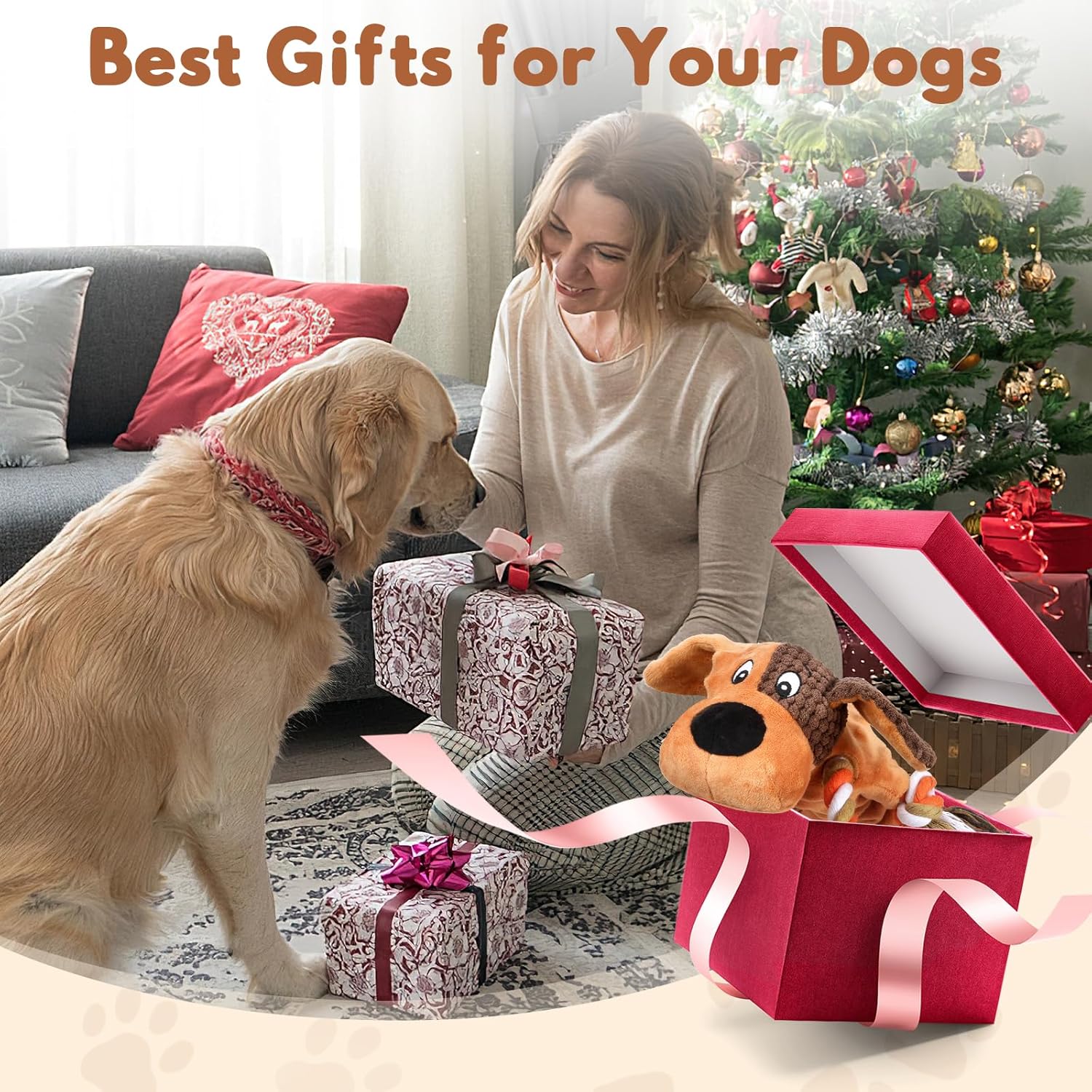 Interactive Squeaky Dog Chew Toy,Plush Dog Rope Toys for Small Medium and Large Dogs,Tug of War Dog Toys to Keep Them Busy,Training Reward Gift,Teeth Cleaning