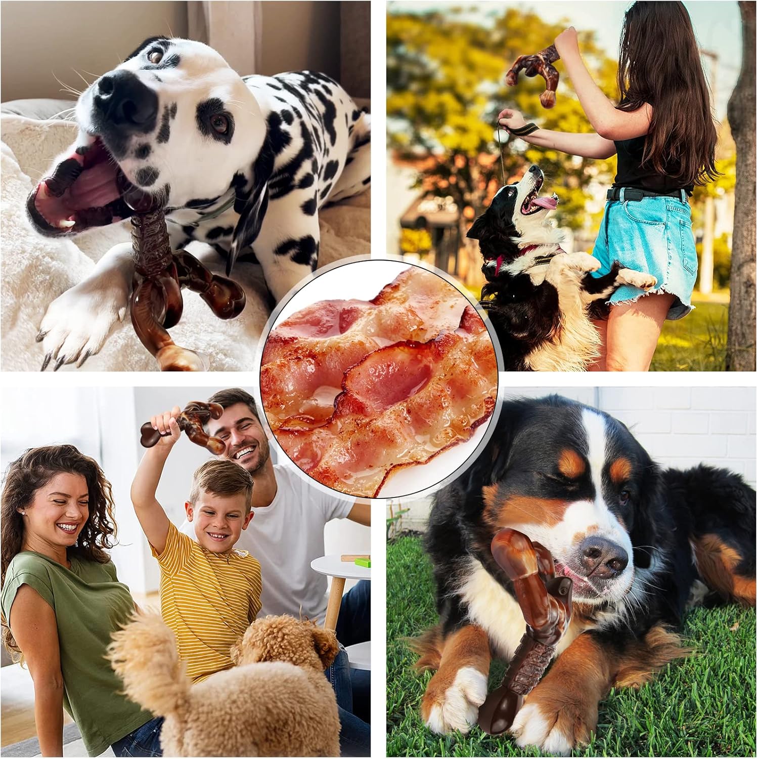 Indestructible Dog Toys for Aggressive Chewers, Extreme Tough Toys for Large Dogs, Real Beef Flavored, Dog Bone for Medium/Large Dogs Breed, Gifts for Dogs