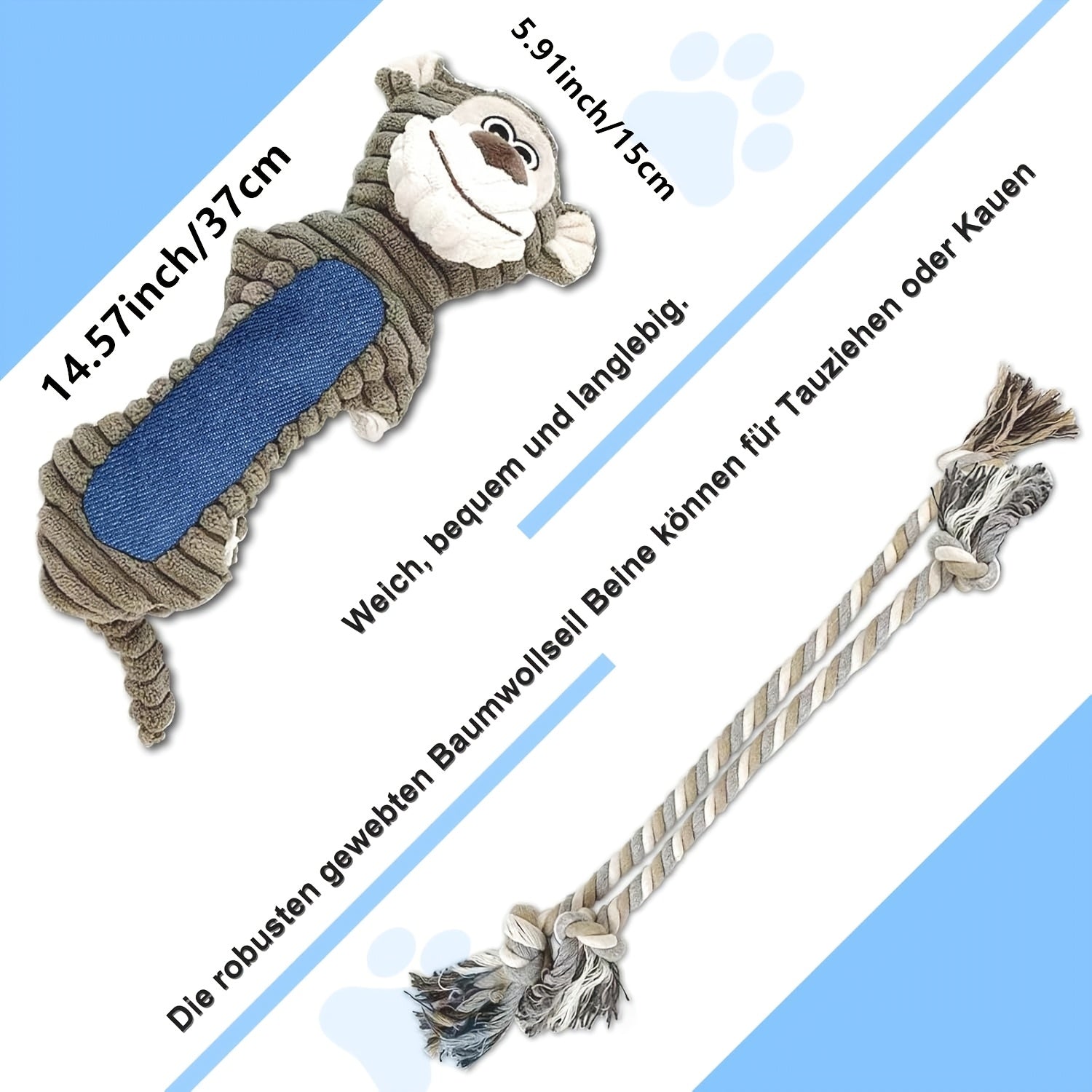 Interactive Squeaky Monkey dog toy with moving eyes and expressive face - Plush chew toy with fluffy tail and pull cord - Durable material, no batteries required